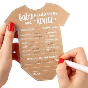 baby shower prediction cards advice game onesie keepsake gender neutral set